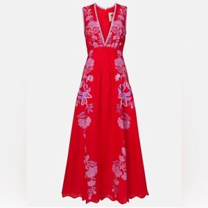 FARM Rio Red and Purple Porcelain Garden Dress- Large NWT